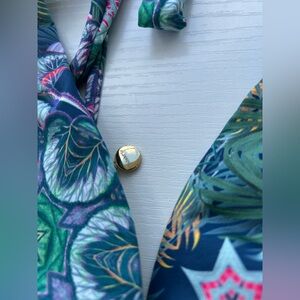 Tropical Print Blue and Green Dress